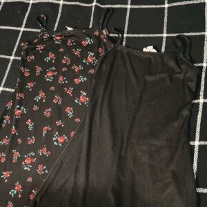 See You Monday Black and Floral Mini Dress